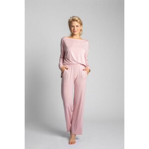 LA028 Viskózové pyžamové kalhoty s kapsami - růžové EU XL