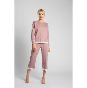 LA040 Bavlněný pyžamový top s krajkovým lemem - heather EU S/M