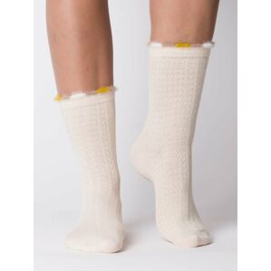 Broskvové teplé ponožky s dekorativní vazbou a prachovým peřím 38-42