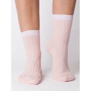 Růžové bavlněné žebrované ponožky 38-42