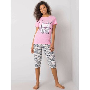 Růžové dámské pyžamo s potiskem L