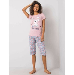 Pudrově růžové pyžamo s potiskem 2XL