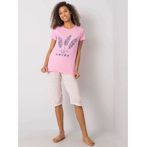 Světle růžové pyžamo se vzory XL