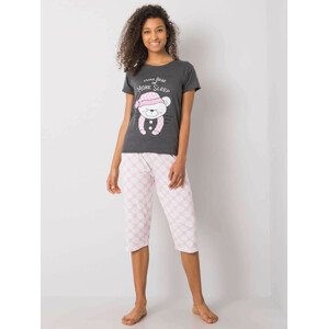 Grafitové dámské pyžamo s potiskem XL