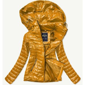 Lesklá dámská bunda v hořčicové barvě (6380) Žlutá S (36)