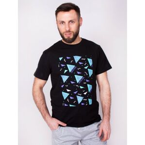 Pánské tričko YO! PM-005 Trojúhelníky Černá M