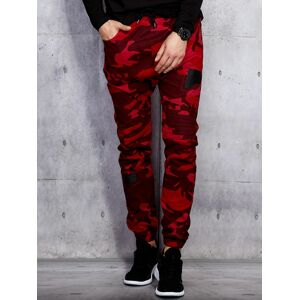 Pánské červené kalhoty s maskáčovým vzorem XL