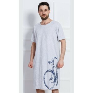 Pánská noční košile Bicykl - Gazzaz světle šedá 4XL