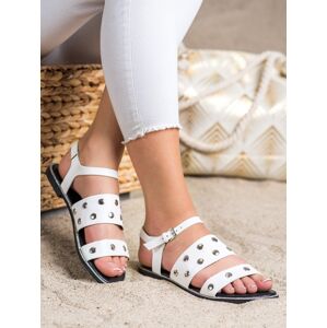 Luxusní bílé  sandály dámské bez podpatku 38