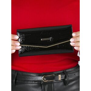 Černá lakovaná kožená peněženka se sponou jedna velikost