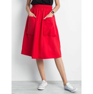 Červená midi sukně s kapsami S