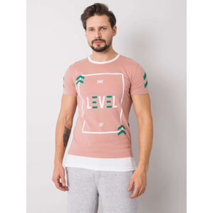 Pudrově růžové pánské tričko s potiskem Práškově růžová L