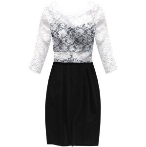 Černo-bílé šaty s výstřihem na zádech (88141) bílý S (36)