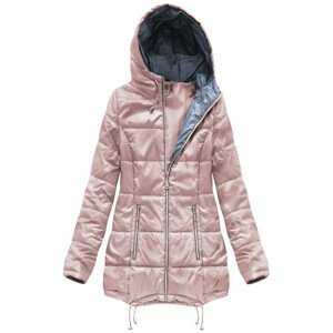 Prošívaná bunda ve starorůžové barvě s kapucí (B1075-30) růžová XXL (44)