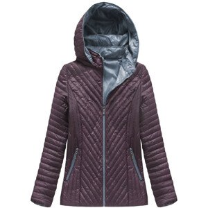 Prošívaná bunda v lilkové barvě s kapucí (XB1501X) nachový 46