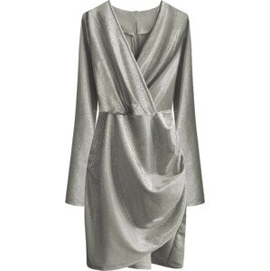 Stříbrné dámské šaty s drapovanou spodní částí 1 (509ART) stříbrný L (40)