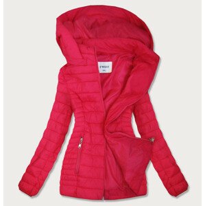 Růžová prošívaná dámská bunda s kapucí (B0103) růžová 52