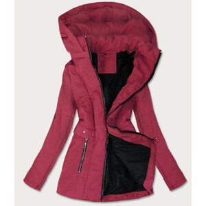 Prošívaná dámská bunda v bordó barvě s kapucí (B9535) burgundské 48