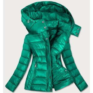 Zelená dámská prošívaná bunda s kapucí, kterou je možné odepnout (7560) zelená M (38)
