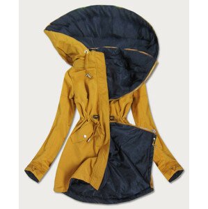 Žluto-tmavě modrá oboustranná dámská bunda parka s kapucí (W09BIG) žlutá 50