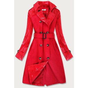 Tenký červený kabát z různých spojených materiálů (YR2027) červená M (38)