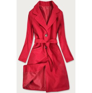 Červený klasický dámský kabát s páskem (22800) Červené XL (42)