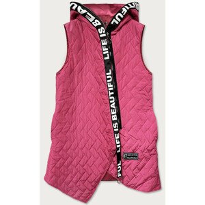 Dlouhá růžová asymetrická dámská vesta (677ART) růžový jedna velikost