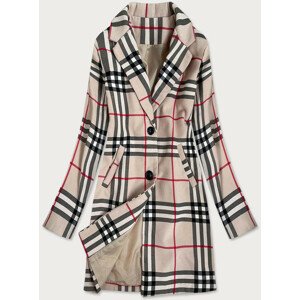 Klasický béžový dámský kabát s károvaným vzorem Burberry (23162) béžový L (40)