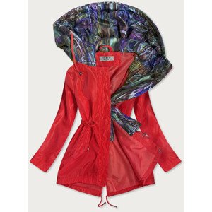 Červená/vícebarevná dámská bunda s ozdobnou kapucí (YR2022) Červené XL (42)