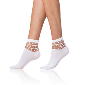 Dámské ponožky s ozdobným lemem TRENDY COTTON SOCKS - BELLINDA - bílá 35 - 38