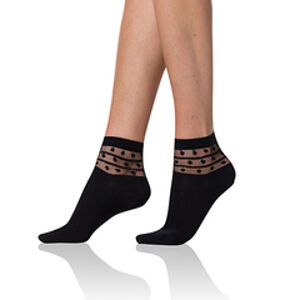 Dámské ponožky s ozdobným lemem TRENDY COTTON SOCKS - BELLINDA - černá 35 - 38