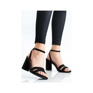 Dámské semišové sandálky na širokém podpatku K2012501NE - Kylie crazy černá 39