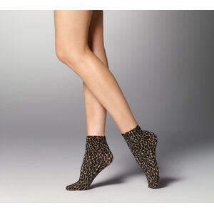Dámské leopardí ponožky Béžová UNI