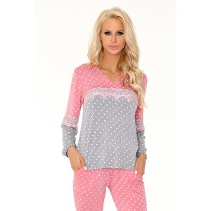Dámské pyžamo Mayte  - LivCo CORSETTI FASHION šedo-růžová L/XL