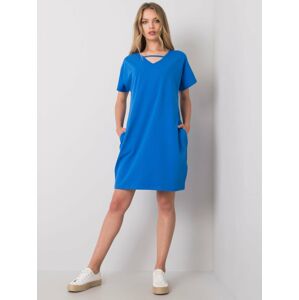 Dámské volnější šaty 6760 - RUE PARIS královská modř L/XL