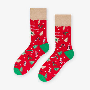 Pánské vzorované ponožky 079 CZERWIEŃ/SWEET CHRISTMAS 39-42