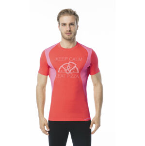 Pánské funkční tričko s krátkým rukávem IRON-IC - Keep Calm & Eat Pizza - červená Barva: Červená, Velikost: L/XL