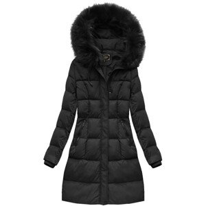 Černá dámská zimní bunda s kapucí (7757)