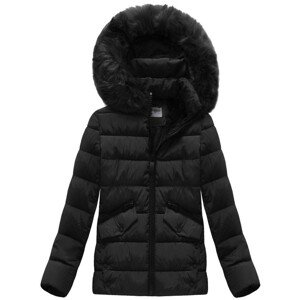 Černá dámská zimní bunda s kapucí (B3570)