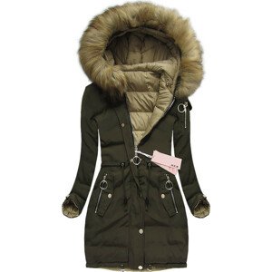 Khaki dámská zimní bunda s kapucí 1 (W707) Khaki XXL (44)