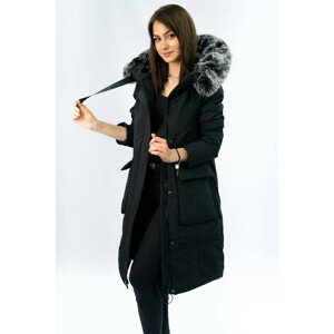 Černý dámský zimní kabát (X7093X) czarny S (36)