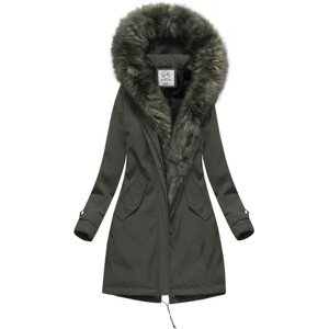 Khaki dámská zimní bunda s kapucí (CARMEN) Khaki XXL (44)