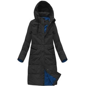 Černý dámský zimní kabát s přírodní vycpávkou (7123) czarny L (40)