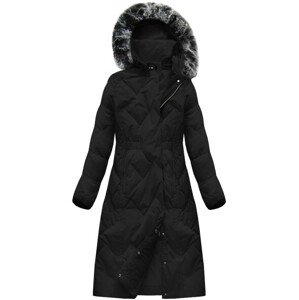 Černý dámský zimní kabát s přírodní vycpávkou (7119) czarny L (40)