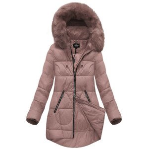Růžová dámská zimní bunda s kapucí (7703BIG) różowy 52