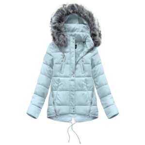 Bleděmodrá dámská zimní bunda s kapucí (YB917) błękitny M (38)