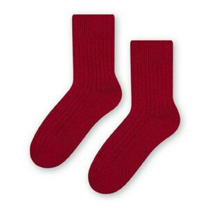 Dámské vlněné ponožky 093 BORDOWY/PRĄŻKI 35-37