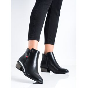 Originální  kotníčkové boty dámské černé na širokém podpatku 36