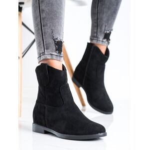 Luxusní  kotníčkové boty dámské černé na klínku 36