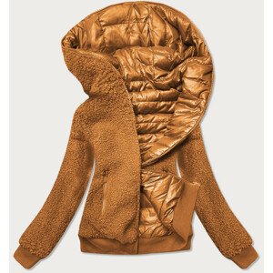 Oboustranná dámská bunda v karamelové barvě typu "beránek" (H-989-22) brązowy S (36)